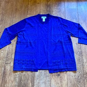 Alfred Dunner blue metallic 3/4 sleeve sweater shirt